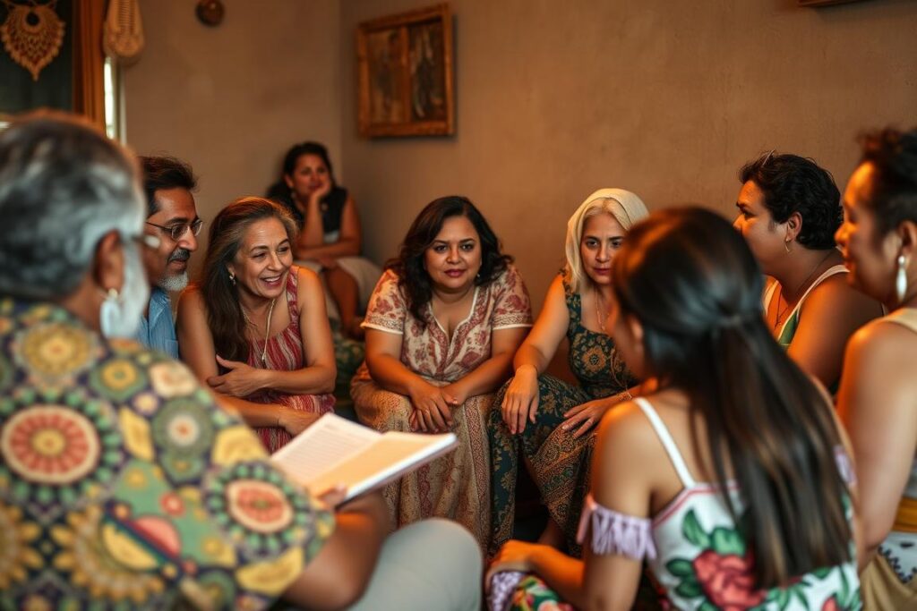 Roda de conversa tradicional brasileira representando Dialogos do Coração em comunidade Roda de conversa tradicional brasileira representando Dialogos do Coração em comunidade